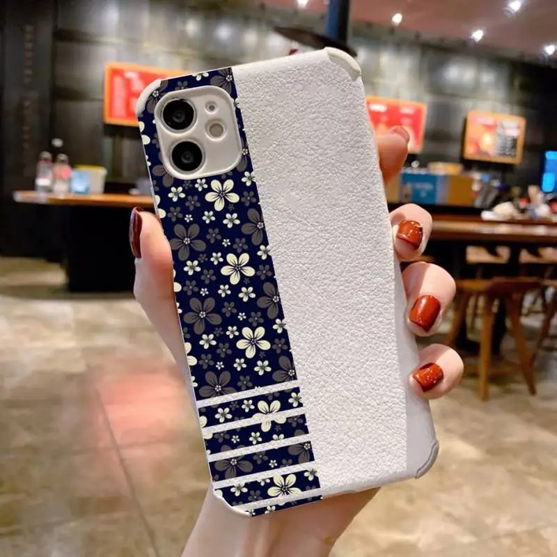 

beautiful flower Phone Case Lambskin Leather For iphone 12 11 8 7 6 XR X XS PLUS MINI PLUS PRO MAX Shockproof