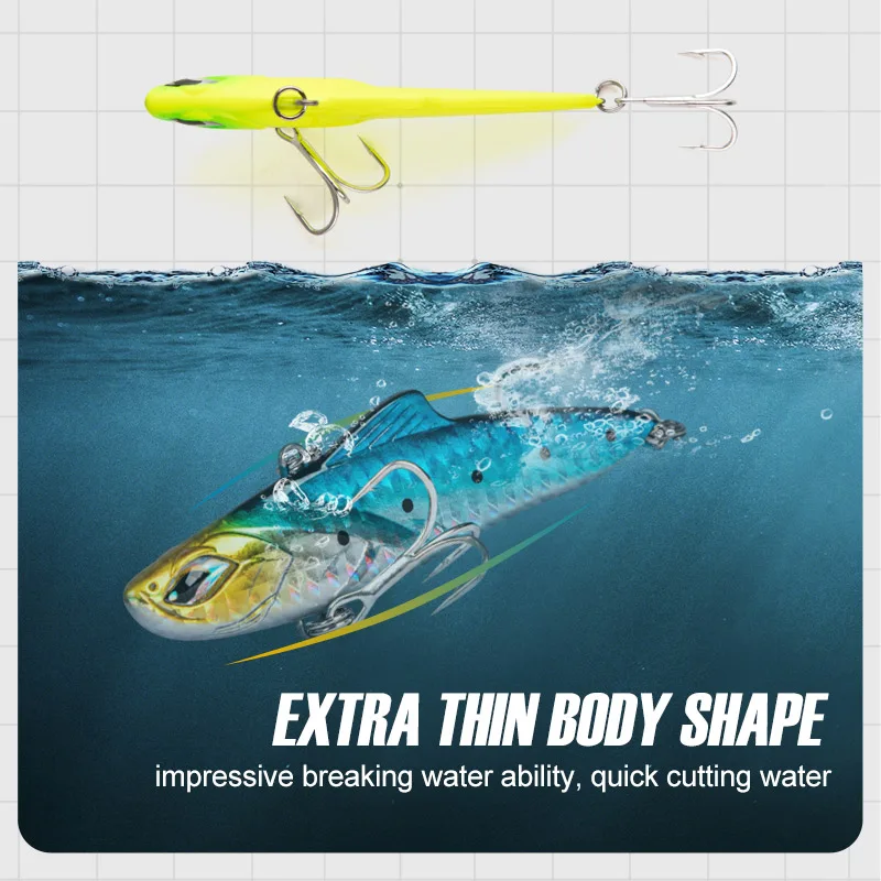 Noeby 70mm 20g 85mm 28g Vibration Fishing Lures Artificial Hard Baits Lipless Crankbait Sinking Wobbler for Pike Fishing Lure