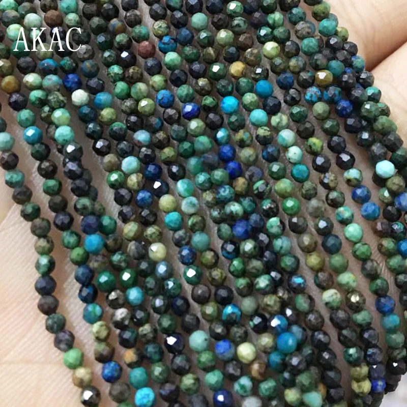 

2strands Approx2-2.5mm 100% chrysocolla faceted round loose beads for diy making design necklace