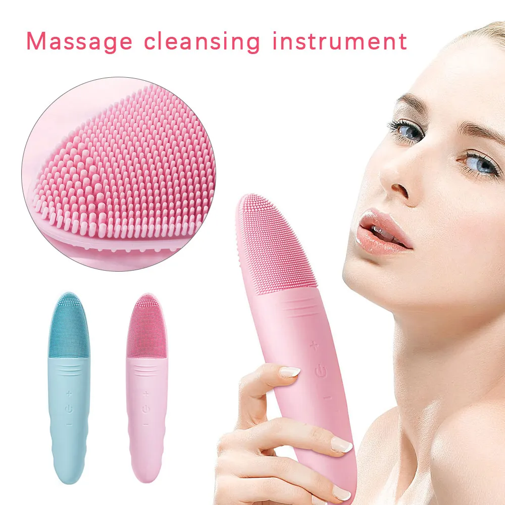 Электрическая массажная мини щетка для чистки лица аппарат мойки с 4 файлами