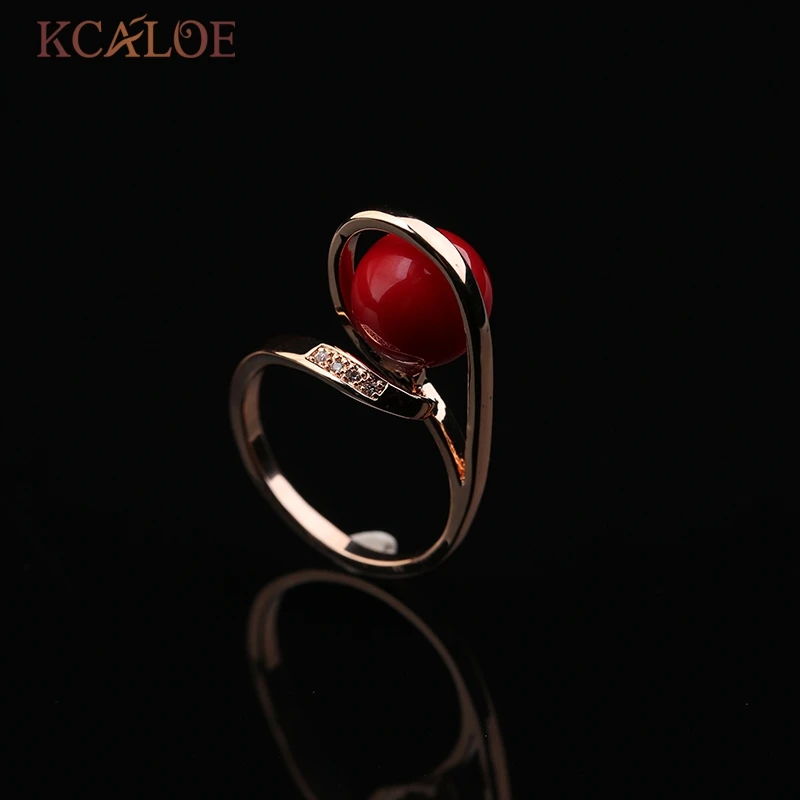 KCALOE Красные Искусственные Коралловые Кольца Для Женщин Ювелирные Изделия На
