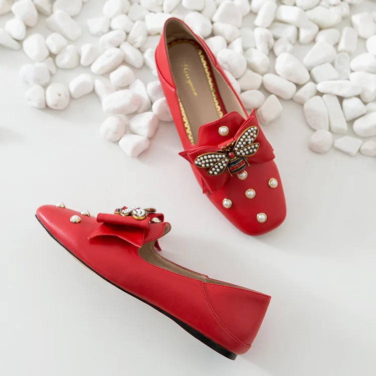 Туфли с бантом на плоской подошве г. Новые модные весенние туфли жемчугом в
