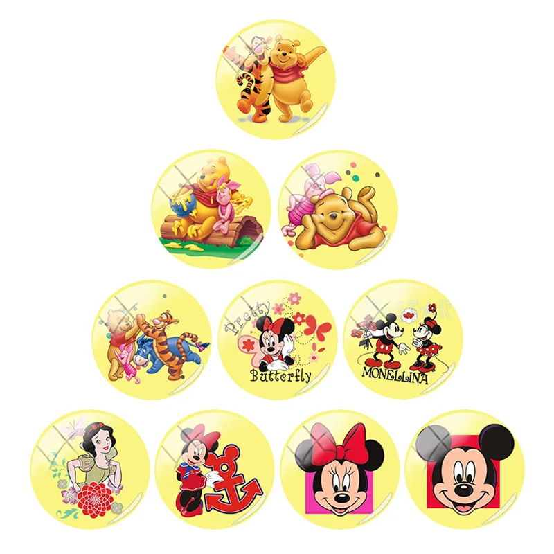 Стеклянный кабошон для фото с изображением Винни-Пуха Микки Белоснежки 12 мм/15