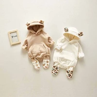milancel 2021 winter new baby clothes thicken lining newborn bodysuit solid casual toddler one piece hoodie infant clothing