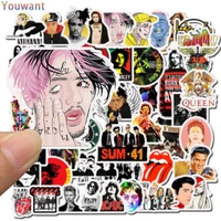 50pcspack cool rock and roll punk music old fashion band stickers for waterproof skateboard laptop guitar backpack toy sticker