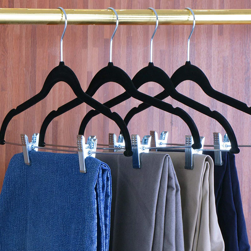 Бархатная юбка Вешалки с зажимами 12 упаковок Нескользящие Бархатные Одежда