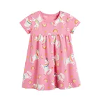 Платье принцессы Jumping Meters детское хлопковое с принтом единорога, милое праздничное платье для девочек, одежда для малышей на лето