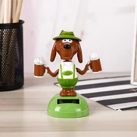 plastic solar power beer dog car ornament home decor flip flap pot swing toy