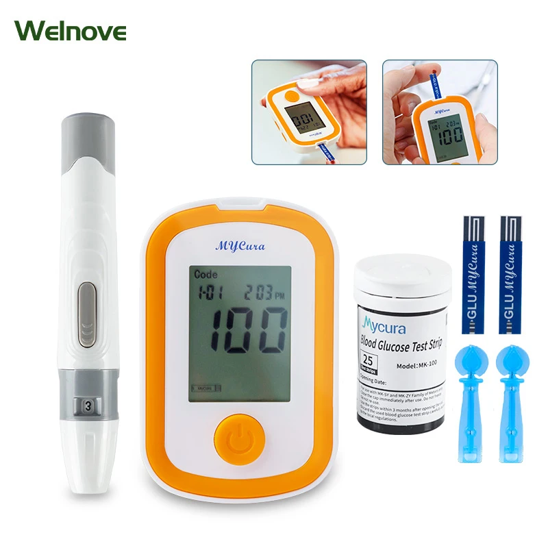 Глюкометра медицинская глюкометра с 50/100 тест-полосками и ланцетами