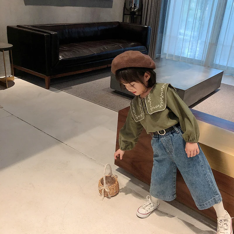 Новинка 2021 весенние блузки с вышивкой для маленьких девочек хлопковые льняные