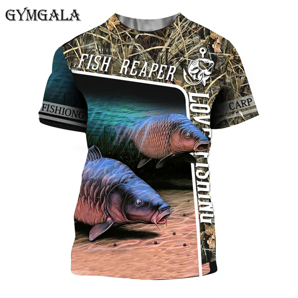 

2021 New Summer Carp Fishing 3D Print T Shirt Men Short Sleeve Harajuku T Shirt Summer Streetwear Unisex Tshirt