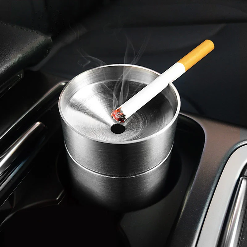 

Отстегивающаяся пепельница из нержавеющей стали, креативная, с крышкой, ветрозащитная, автомобильная, Модный деловой подарок, отправить др...