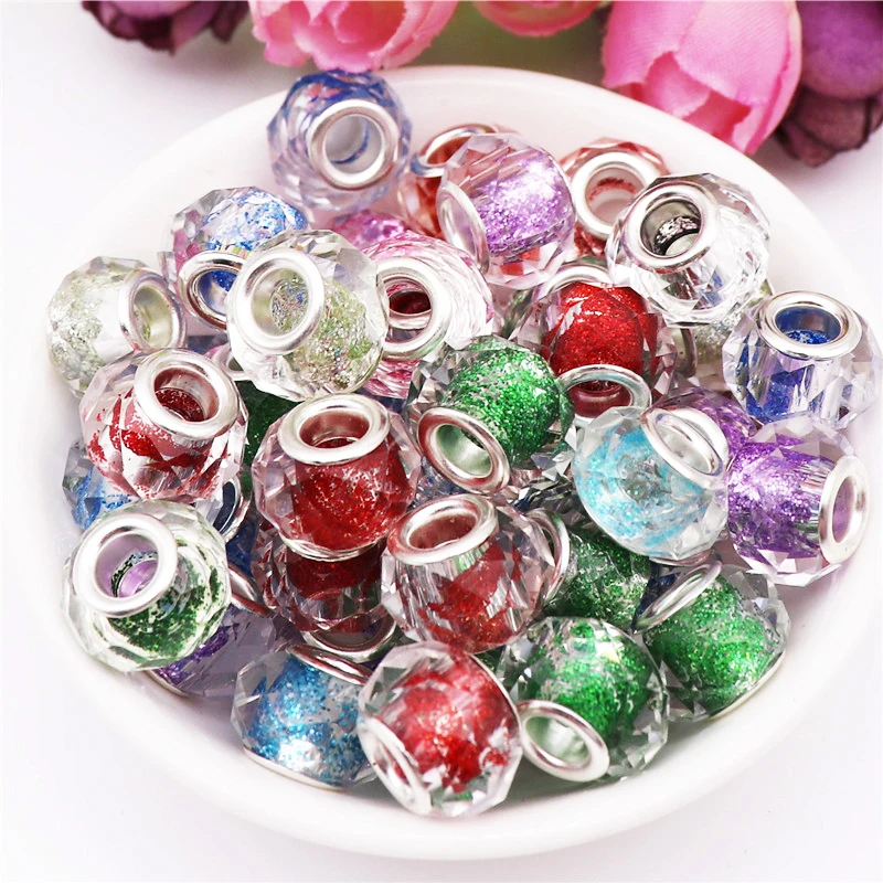 10 шт. Новые блестящие граненые Стеклянные европейские бусины с крупным