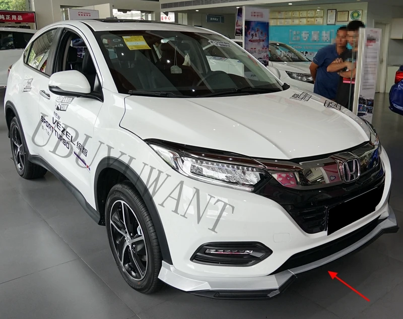 Для Honda HRV VEZEL 3 шт. автомобильный передний нижний бампер диффузор для губ и 1 шт. задний бампер спойлер Комплект кузова