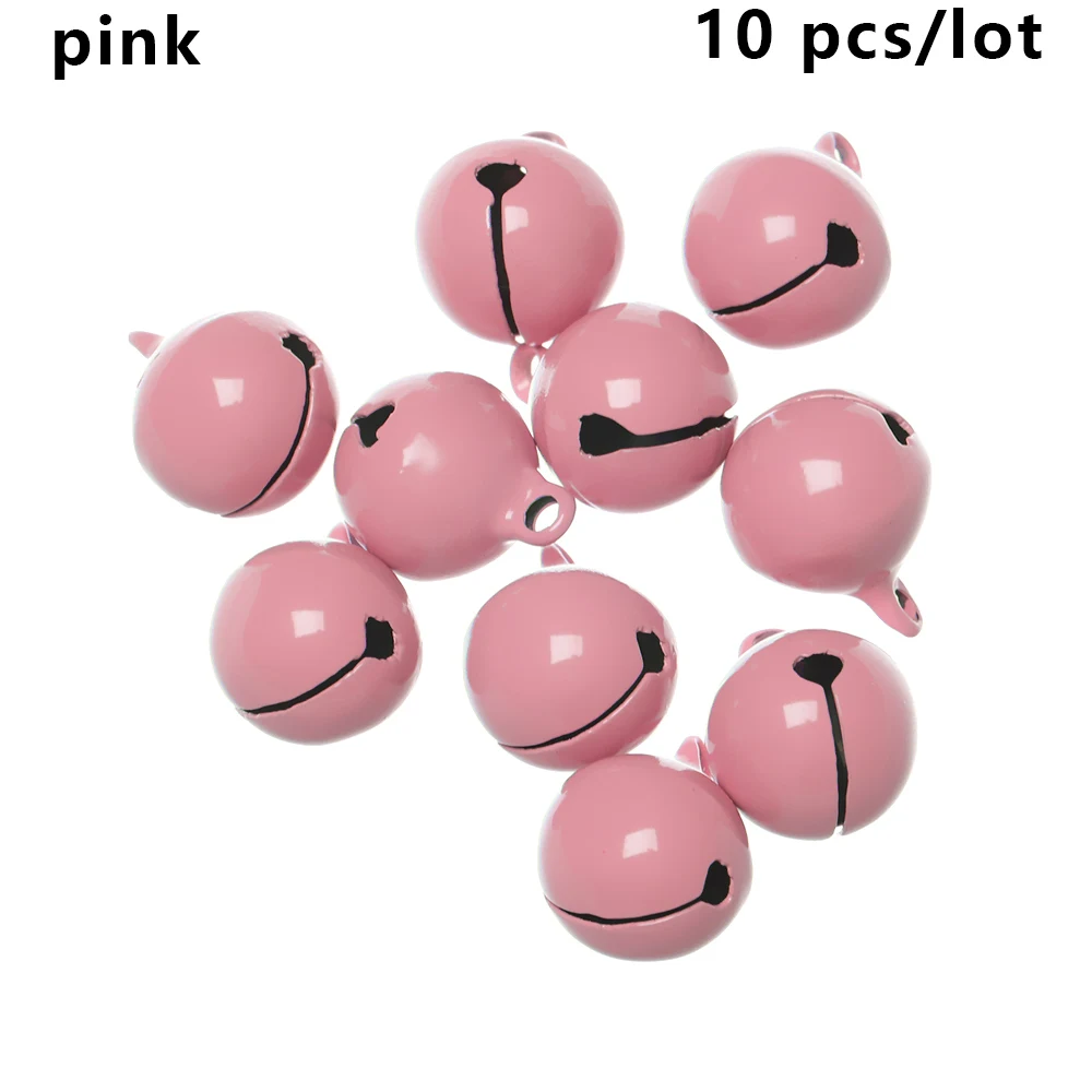 pink 10 шт цветные Свободные металлические бусины, железные колокольчики, рождественские подвесные Подвески, Колокольчик для елки, праздничные декоративные шары, поделки своими руками - Цвет: pink