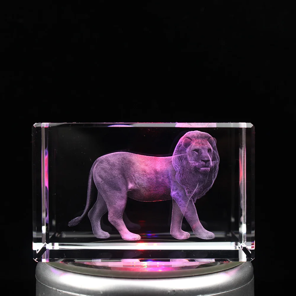 Креативные подарки на день рождения 3D лазерная гравировка Лев кристалл фэншуй