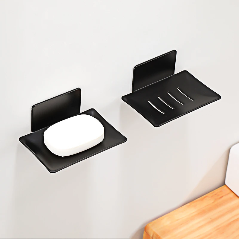 

Space Aluminum Soap Dish Punch Free Wall Mounted Soap Holder Bathroom Accessories Bath Organizer Black/Silver SZ-SD21032421