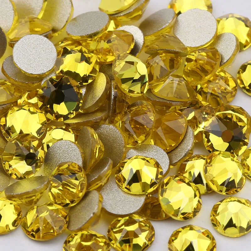 Citrine QIAO 8 big+ 8 small Cut Facets не горячей фиксации хрустальные стразы, стекло высшего качества Стразы, каменные кристаллы AB Клей на одежду - Цвет: Citrine