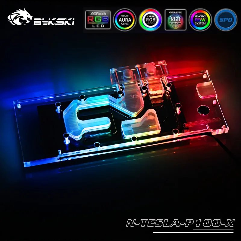 Водяной блок Bykski с полным покрытием графического процессора для VGA TELSA P100