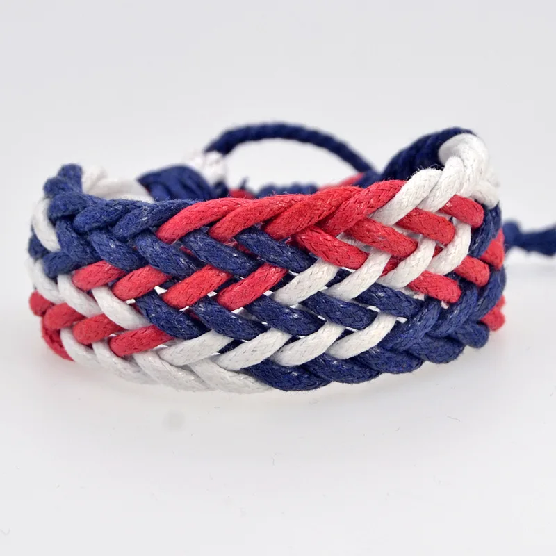 Браслет плетеный из хлопка и льна для мужчин женщин Регулируемый аксессуар смеси