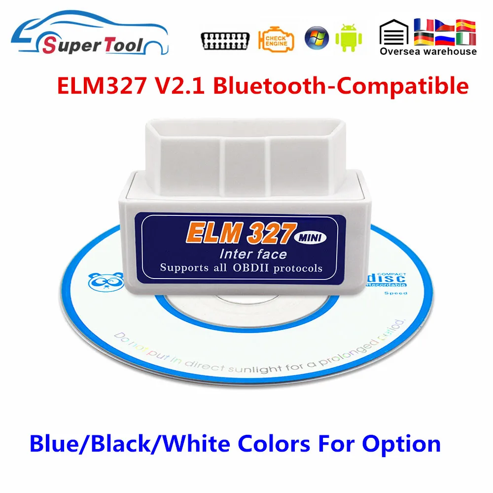 Сканер диагностический автомобильный ELM327 V2.1 V1.5 совместимый с Bluetooth для Android/Symbian |