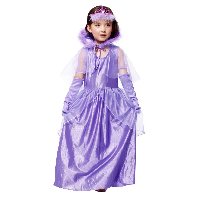 Детское платье фиолетового цвета в стиле знатной принцессы костюм для девочек