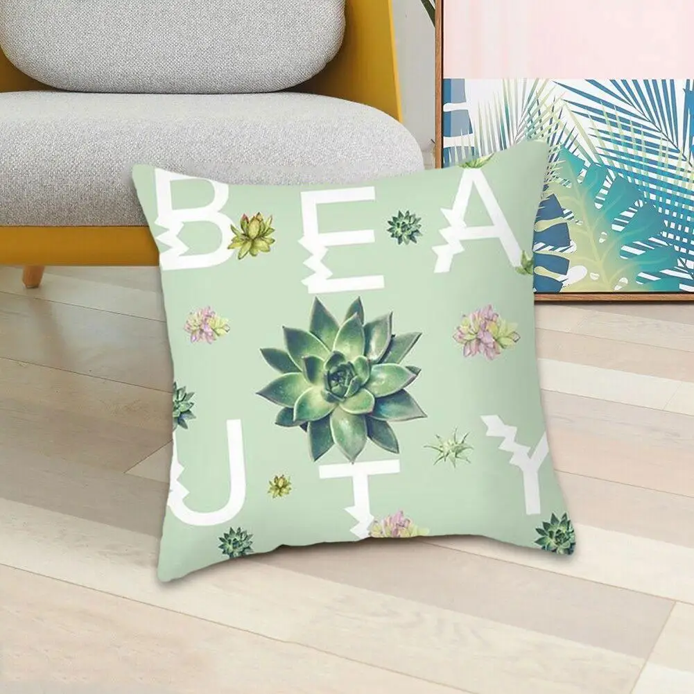 

Tropical Green Plant Pillow Case Living Room Soft Cushion Fashion 45x45cm Cover Sofa Home Decorative Pillowcase Z9Y0