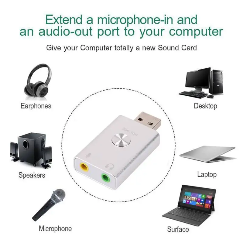 Высококлассный USB 3 1 внешняя звуковая карта адаптер Plug-and-play Конвертер Разъем для