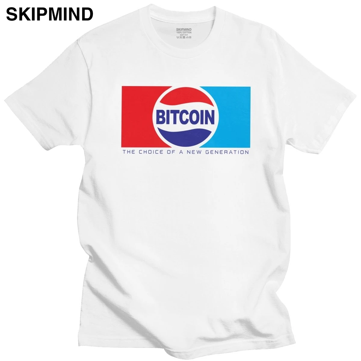 

Personality Bitcoin T Shirt Mens Short Sleeve 100% Cotton Tee Tops Leisure The Choice of a New Generation Blockchain T-shirt