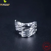 925 sterling silver angel wings open rings for women original design female vintage jewelry