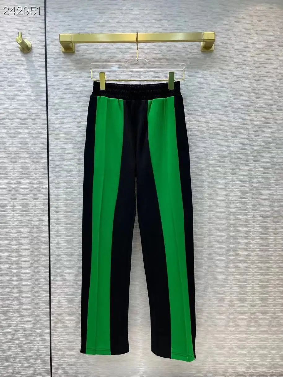 

High Quality Fashion Runway Woman's Pants Loose Color Patchwork Waist Elastic Party Long Pants 2021 Winter Autumn