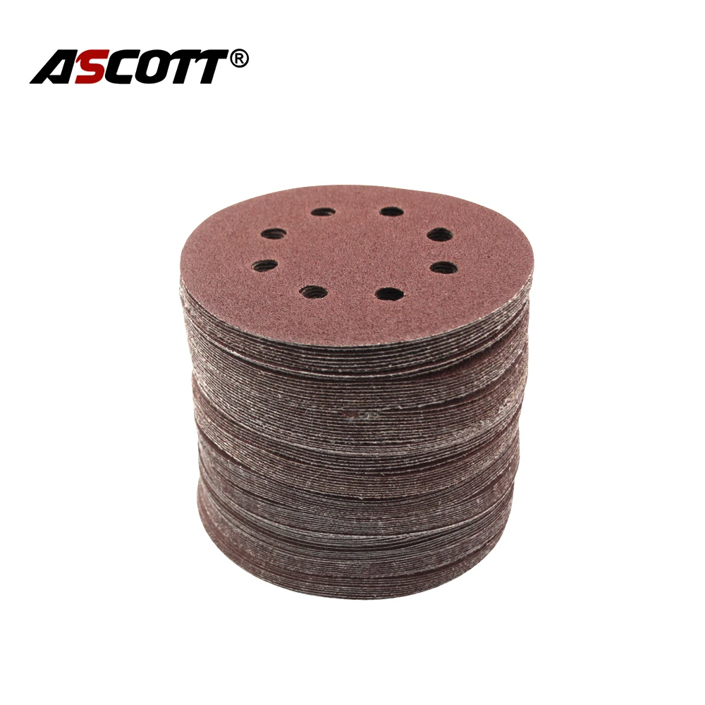 

Freeshipping 100pcs 5" 8-hole red sand paper polishing pad self-adhesive loop backing polishing disc for angle grinder