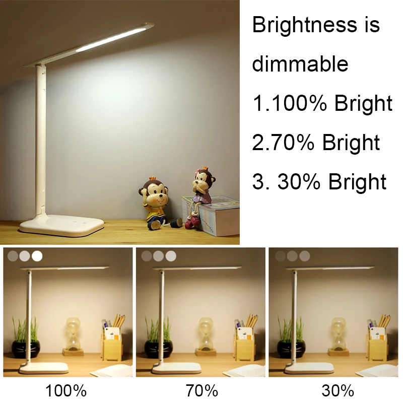 Складная Светодиодная настольная лампа приглушаемый светильник для чтения и с