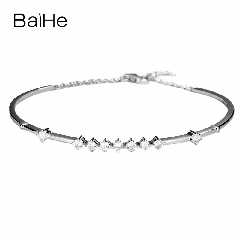 BAIHE, 14 к, белое золото, около 0.72CT, сертифицировано H/SI, настоящие натуральные бриллианты, обручение, для женщин, модный, ювелирный браслет