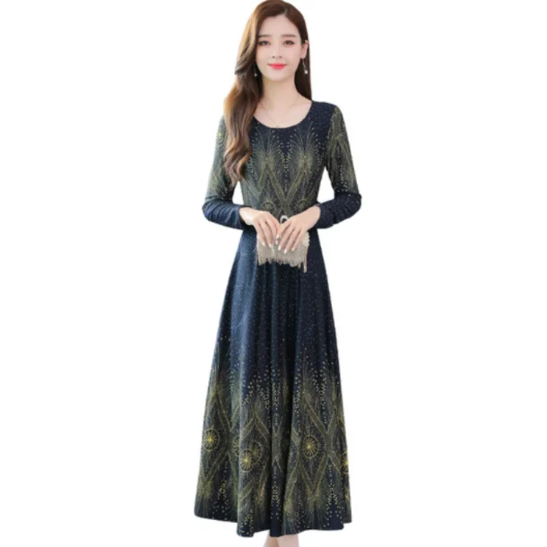 Осень 2020 горячая Распродажа круглый воротник корейский цветочный принт длинный