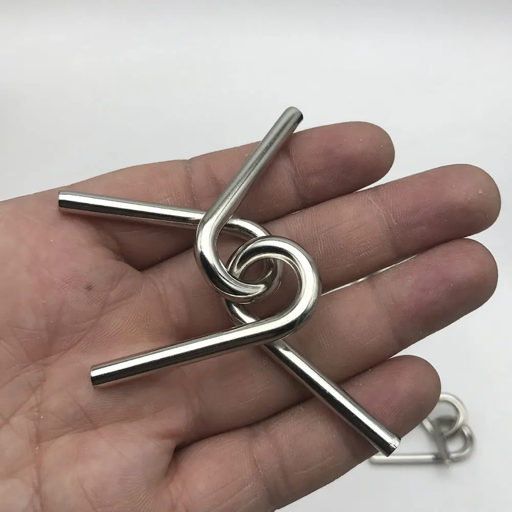 

2 Sets Stainless Wire Puzzle Link Unlock Interlock Game Ring Trick for Kid