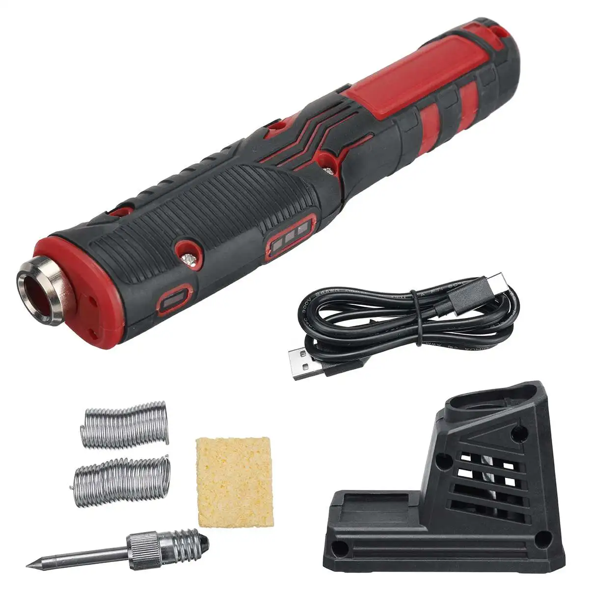 

450 8W Cordless Electric Solder Iron Wireless Charging Soldering Iron Rechargeable Lithium Battery+Stand+Soldering Wires DIY