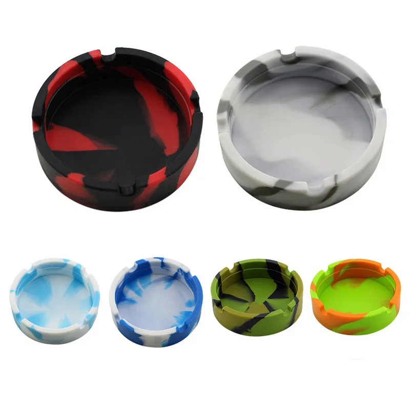 

Silicone Ashtray Portable Round Cigarette Ash Tray Holder Foldable Eco-Friendly Soft Suitable for Various Occasions