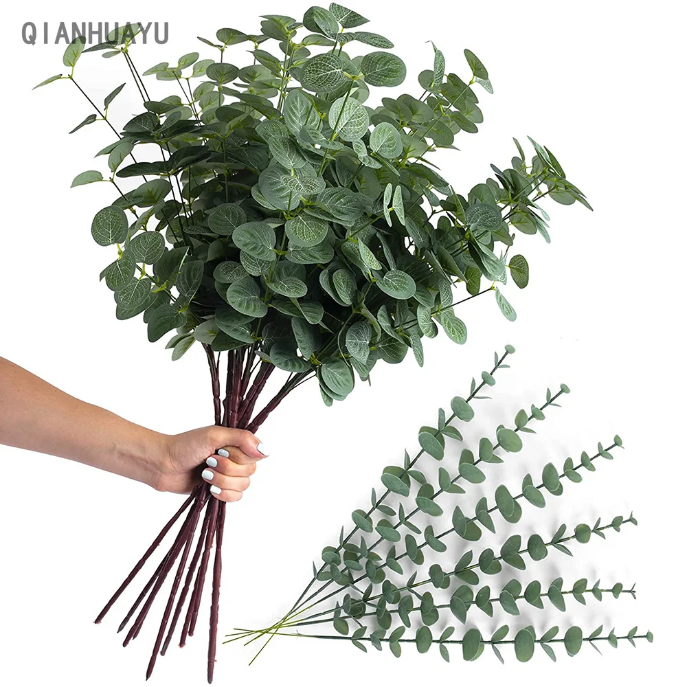 1PCs Green Eucalyptus Leaves Artificial Flowers Bouquet For Wedding Decoration Fake Plants Home Room Decor DIY Garland Ornaments
