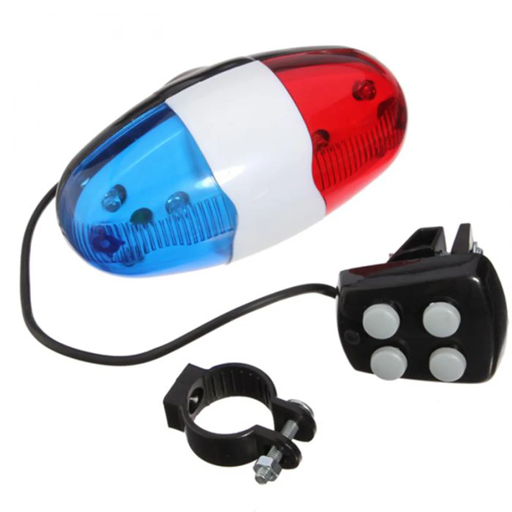 

6 Led Flashing Bike Electric Horn Bicycle Trumpet Bell Warning Light With 4 Siren Sound Mode Daily Waterproof.