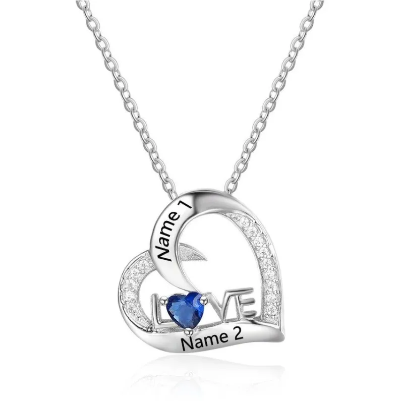 

CUSTOM STERLING SILVER NECKLACE WITH BIRTHSTONE FOR LOVER ROMANTIC GIFT