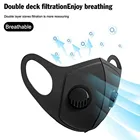Спортивные маски с двойным дыхательным клапаном, многоразовая Пылезащитная маска Pm 2,5, ветрозащитный дымчатый респиратор для загрязнения, черные маски для бега