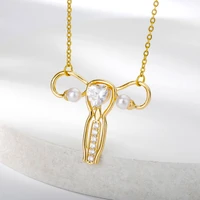 zircon imitation pearl uterus necklaces for women stainless steel clavicle chain choker necklace fashion jewelry gift 2021