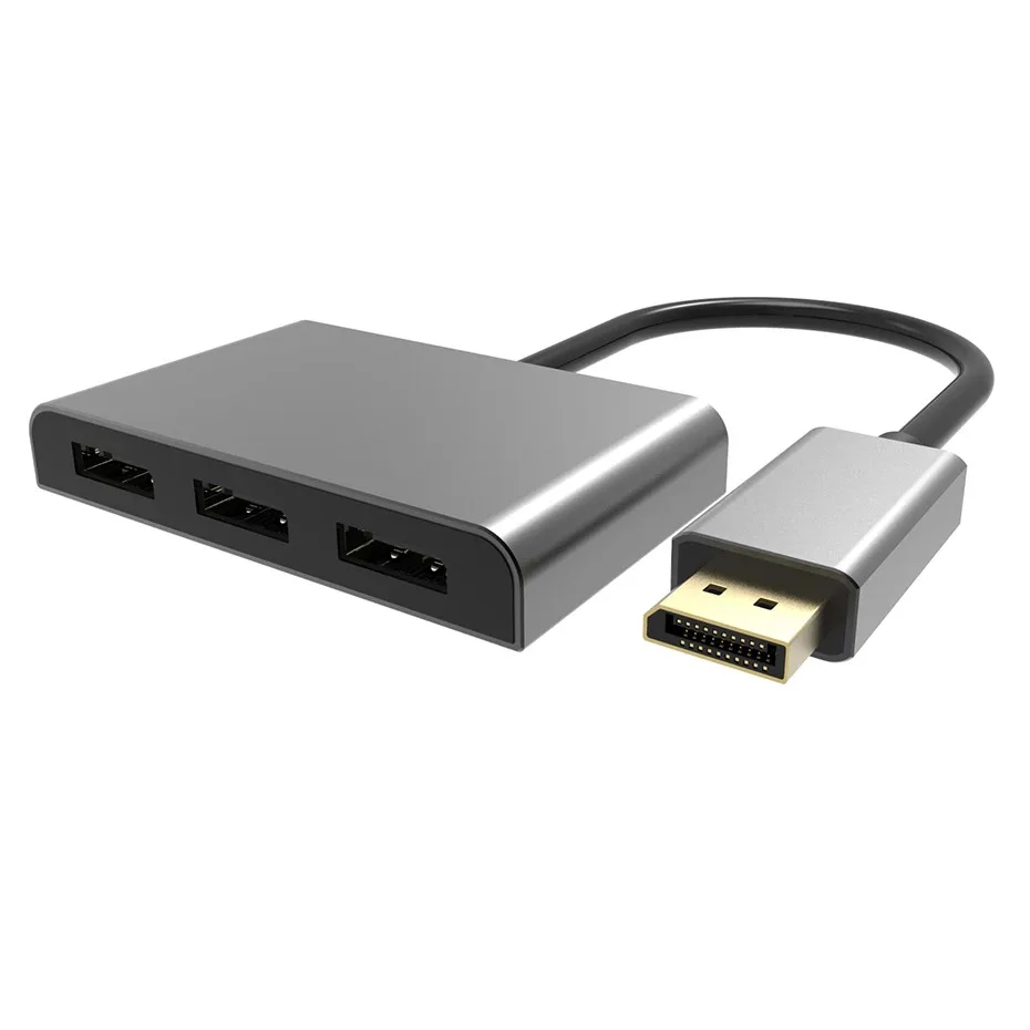 

DP to 3*DP/F converter DisplayPort V1.4 to 3x DisplayPort MST Hub With Micro Power 8K/4K@60Hz Alloy Audio and Video DP Adapter