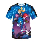 Мода Аниме футболки Sonic Kids милые 3D принт футболка в стиле Харадзюку уличная футболка, унисекс, для мальчиков и девочек, футболка на каждый день Топ От 4 до 14 лет