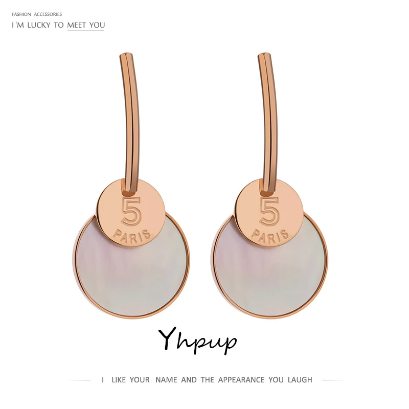 Женские Геометрические серьги Yhpup круглые подвески из нержавеющей стали с