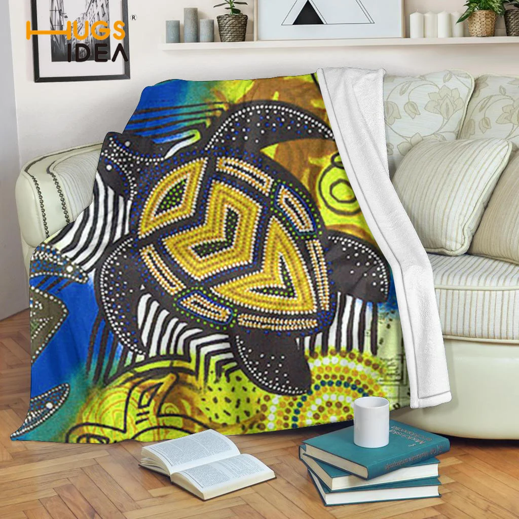 

HUGSIDEA Plush Bed Cover Blanket Fluffy Faux Fur New Trend 2021 Cute Sea Turtle Design Fashion Home Textile Super Hot Selling