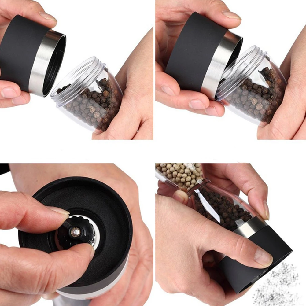 2 in 1 Dual Salt Pepper Mill Sesame Spice Grinder Shaker Kitchen Cooking Tool Ceramic Acrylic Easy Clean Multi-purpose Portable | Дом и сад