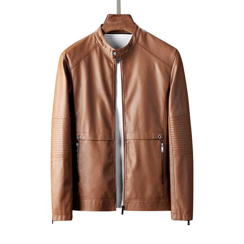 Новинка 2020 осенняя кожаная куртка для мужчин мужская с бархатным воротником
