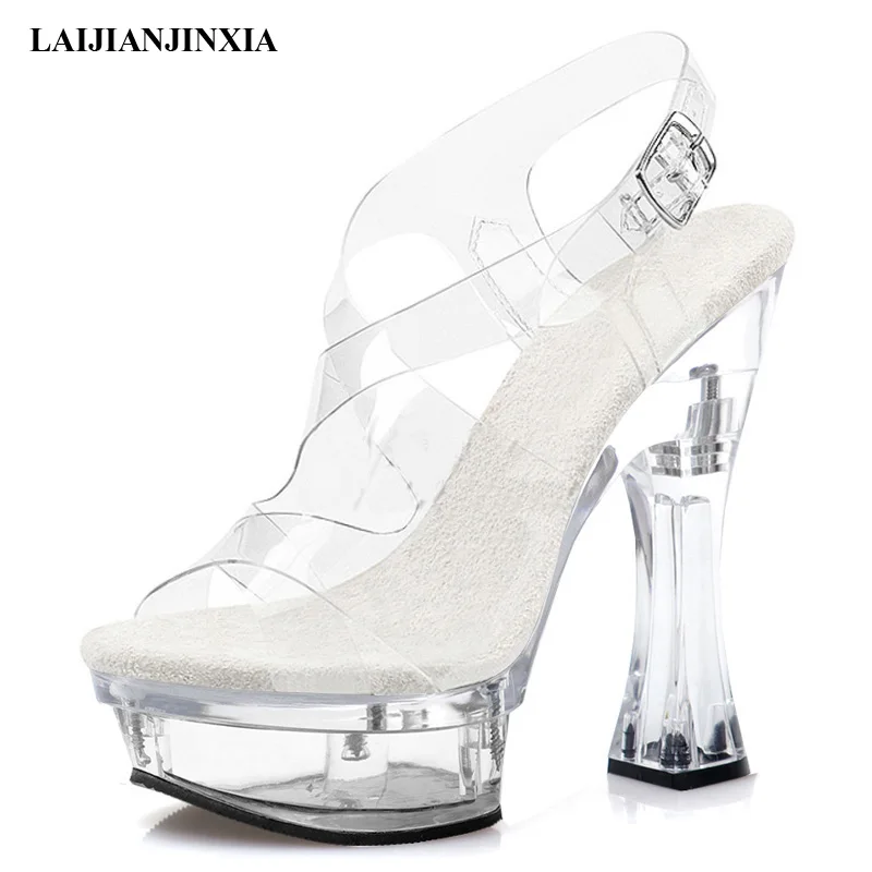 

6 Inch Super High Stripper Heeled Shoes Sexy Fetish Crystal Sandals Roman Hollow 14 CM Nightclub Queen Trend Style Women Shoes